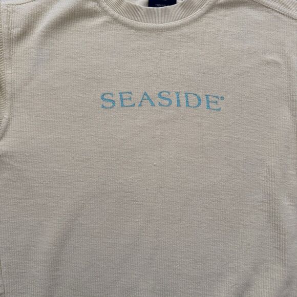 SEASIDE Sweatshirt Youth Medium Light Yellow Ribbed Texture Beach Florida - Picture 7 of 7